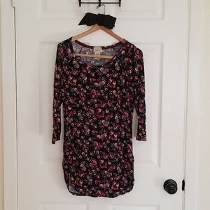 Eyelash Couture Black and Teal Floral LS Tunic